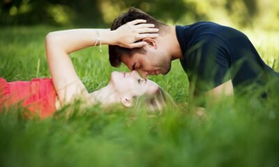 couple, field, lovers